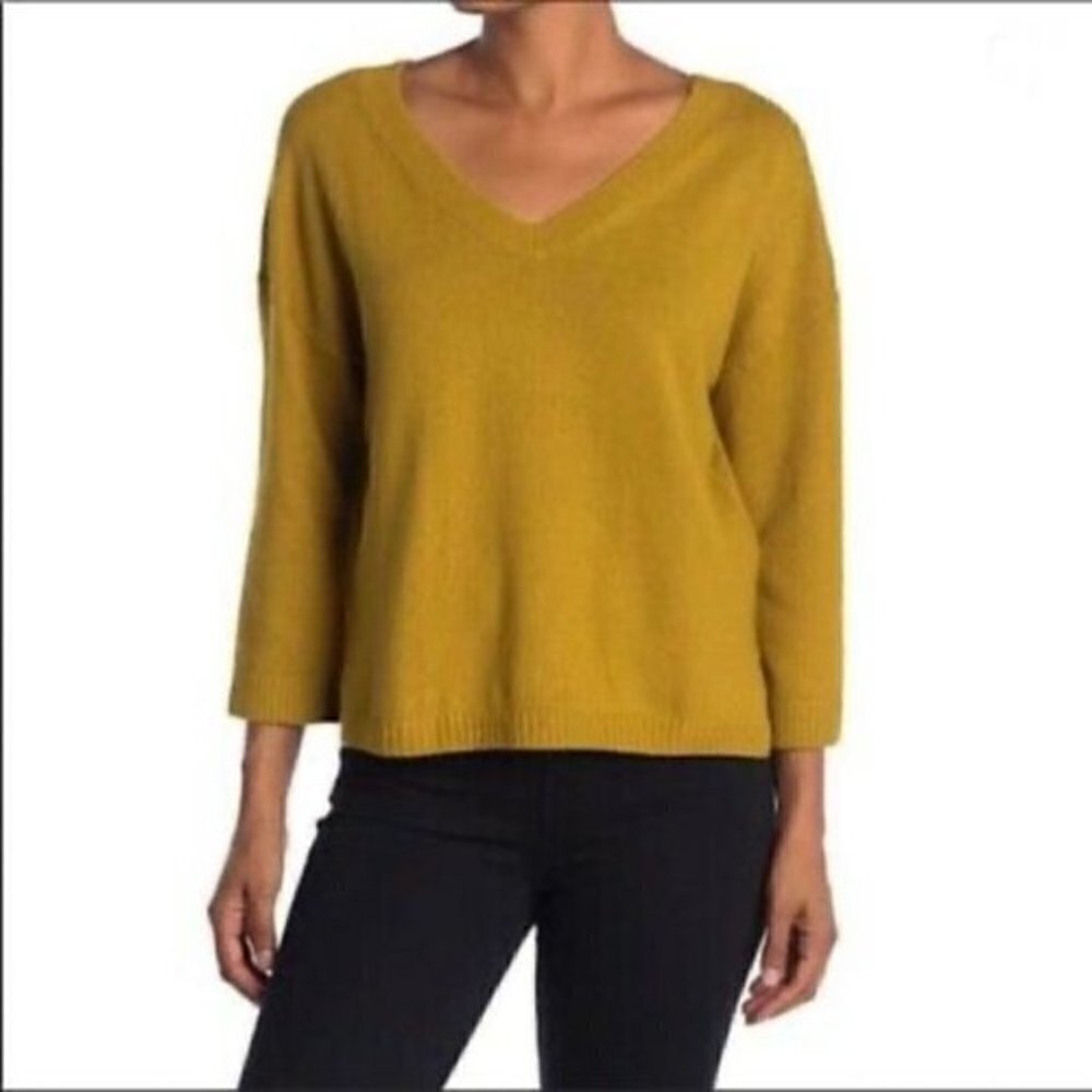 Madewell Double V-Neck Sweater Egyptian Gold